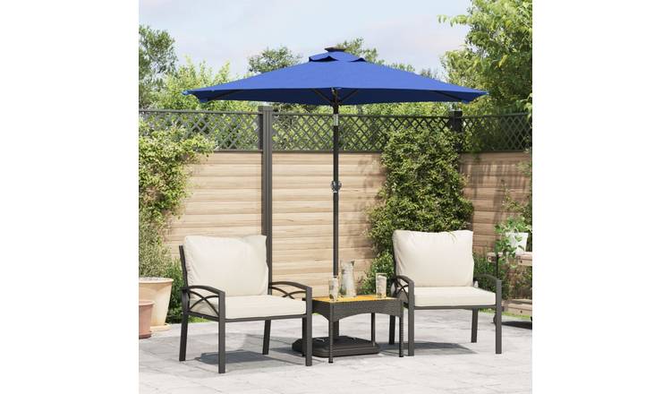 Walplus 3 LED Polyester Garden Parasol - Azure Blue - 225 x 225 x 212 cm