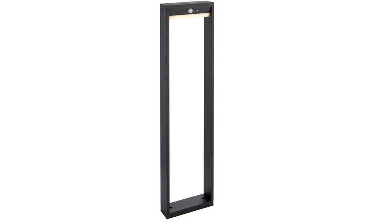 Loops Direct 6cm Aluminium Solar Bollard Post Light - Textured Black and White