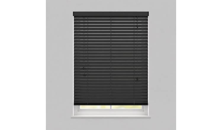 New Edge Blinds Black Real Wood String Venetian Blind - 240cm x 120cm