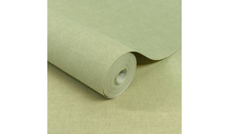Grandeco Solena Brushed Check Weave Hessian Textured Wallpaper - Moss Green