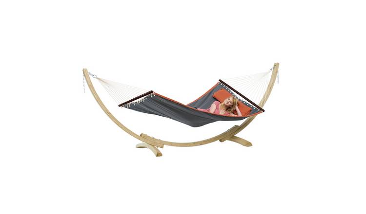 Amazonas American Dream Double Spreader Bar Hammock and Wooden Stand Set – Grey