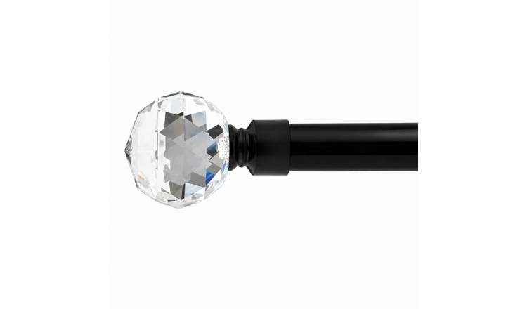 New Edge Blinds 16-19mm Black Cristalla Eyelet Curtain Pole - 160cm - 300cm
