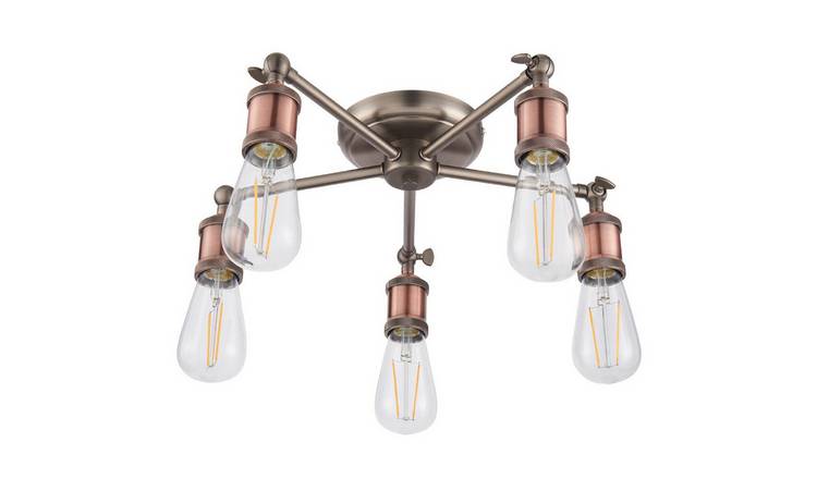 Loops Direct Steel Semi Flush Ceiling Light - Aged Copper