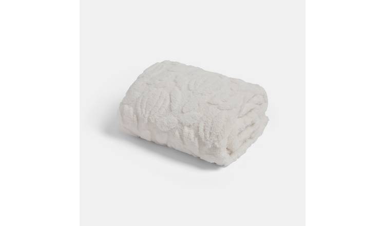 OHS Tufted Pumpkin Fleece Throw Ultra Soft Blanket - 130 x 160cm - Cream