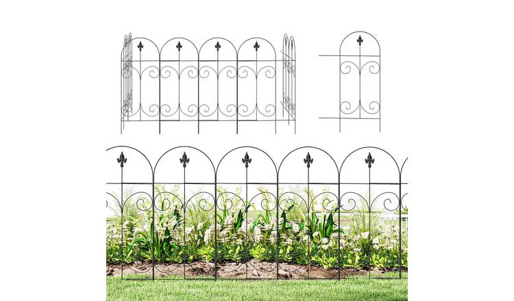 Outsunny 8PCs Garden Metal Fence - Black