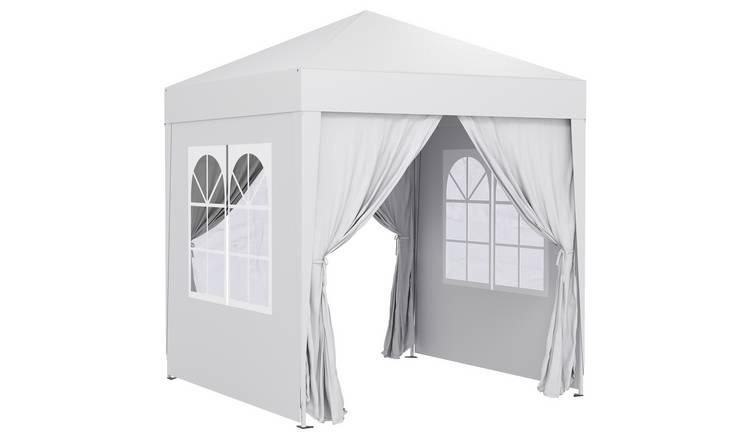 Outsunny Water Resistant Pop Up Gazebo with Sidewalls – White