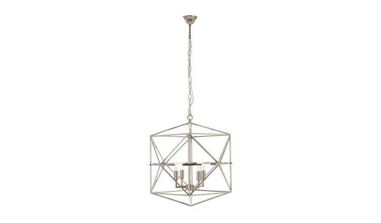 Orsina Kamara Hexagonal Metal Pendant Light - Silver