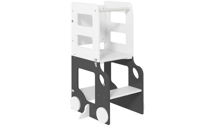 AIYAPLAY 4 in 1 Ages 3 to 6 MDF and Pine Toddler Learning Tower – Grey