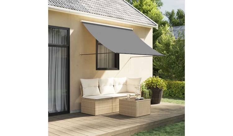 Walplus Polyester Retractable Awning - Anthracite - 250x150 cm - 250 x 150 cm