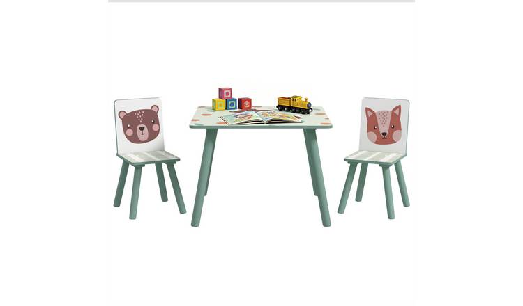 ZONEKIZ 3 Piece Kids Table and Chairs Set with 2 Chairs - Green