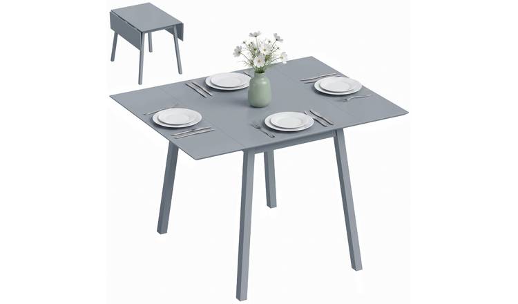 HOMCOM Solid Wood Folding Dining Table - Grey
