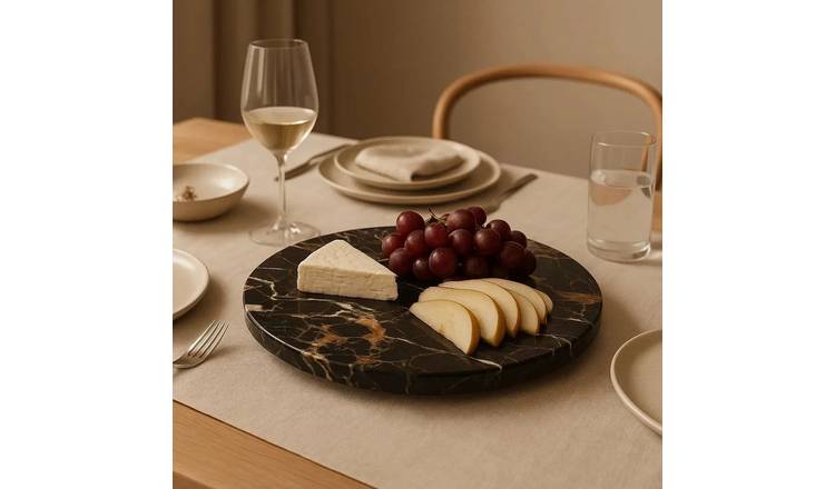 Orsina Marmore Marble Lazy Susan - Black and Gold