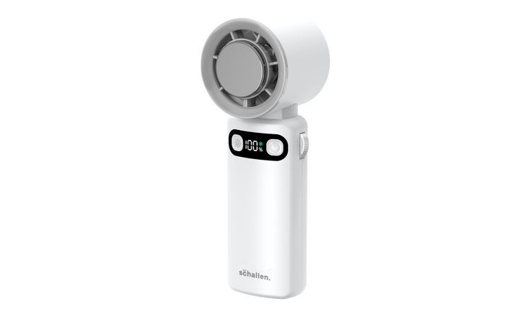 Schallen Handheld Fan with Ice Cooling Plate & 100 Speed Settings - White