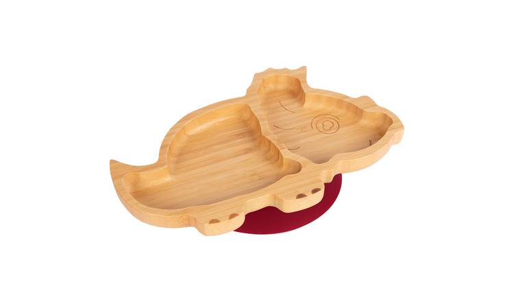 Tiny Dining Children's Bamboo Suction Dinosaur Plate - Red