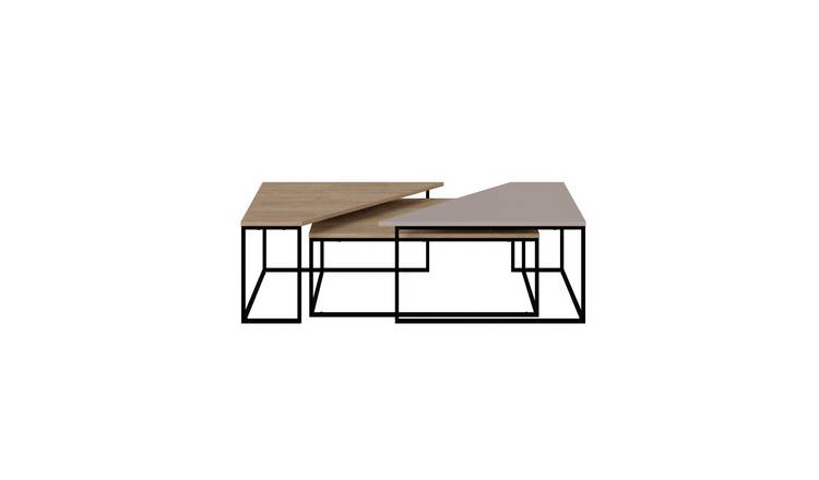 Decortie Ohlady Wood-Effect Nesting Coffee Table - Oak