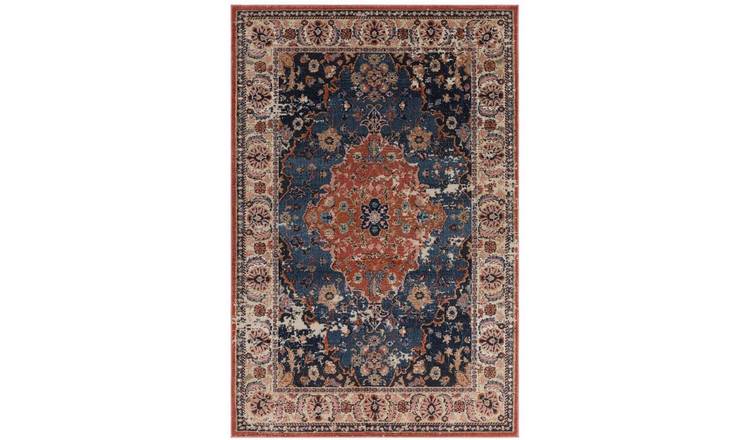 Mega Flooring Blue Traditional Bordered Rug - 120 x 170cm
