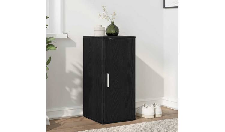 Walplus Engineered Wood Shoe Cabinet - Black Oak - 32 x 35 x 70 cm