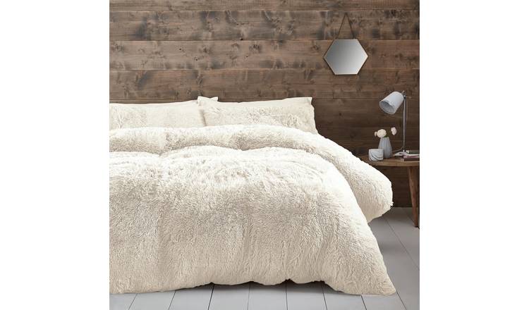 Catherine Lansfield Cuddly Duvet Cover Set - Double - Cream