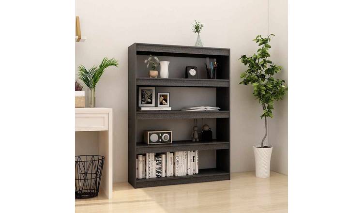 Walplus Solid Pine Book Cabinet - Grey - 100 x 30 x 135.5 cm