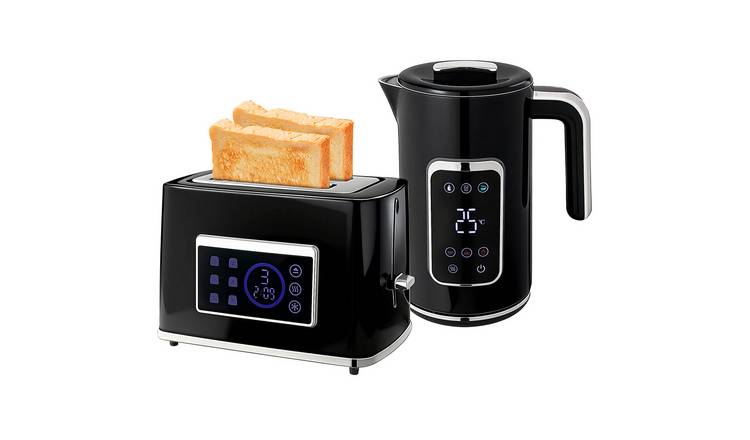 HOMCOM Kettle and 2 Slice Toaster Set with LED Touch Screen - Black