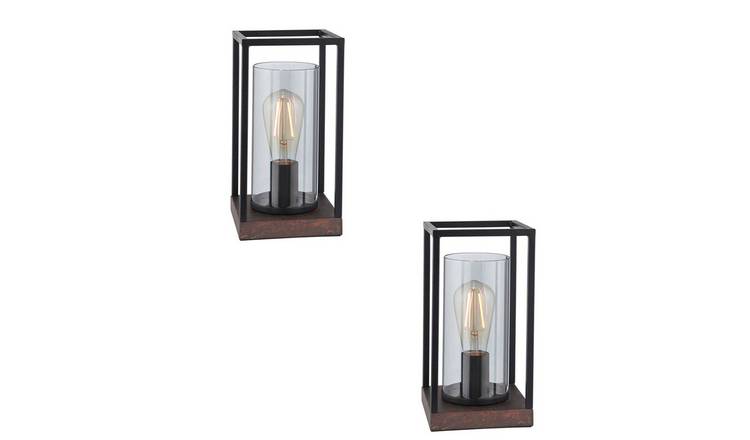 Loops Direct Pack of 2 Table Lamp - Sand Black and Bronze Patina