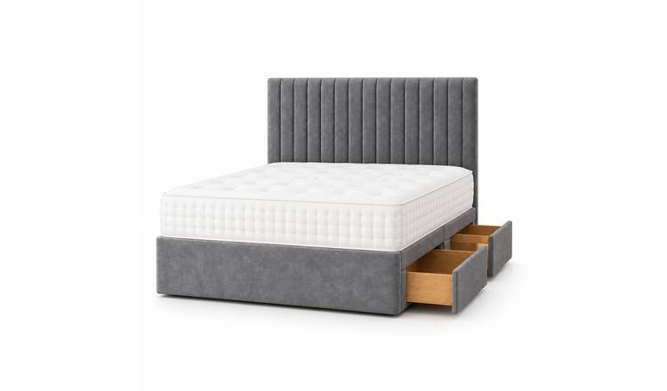 Comfy Deluxe 3ft Single    2 Drawer Suede  Divan Bed Set -  Grey