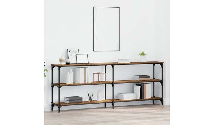 Walplus Engineered Wood Bedside Cabinet - Dark Wood - 200 x 29 x 75 cm