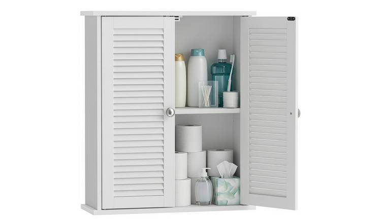 HOMCOM  2 Door Wall Mounted Bathroom Cabinet - White