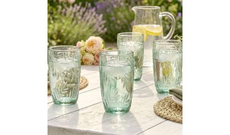 Dibor Set of 4 Laurier 380ml Glass Highball Glasses - Green