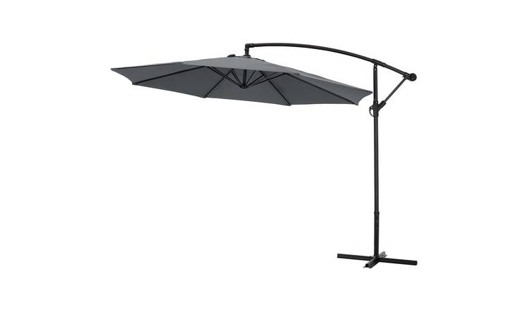 Living and Home Cantilever Parasol with Cross Base 3m - Dark Grey