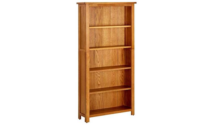 Walplus 5 Tier Solid Oak Bookcase - Brown - 70 x 22 x 140 cm