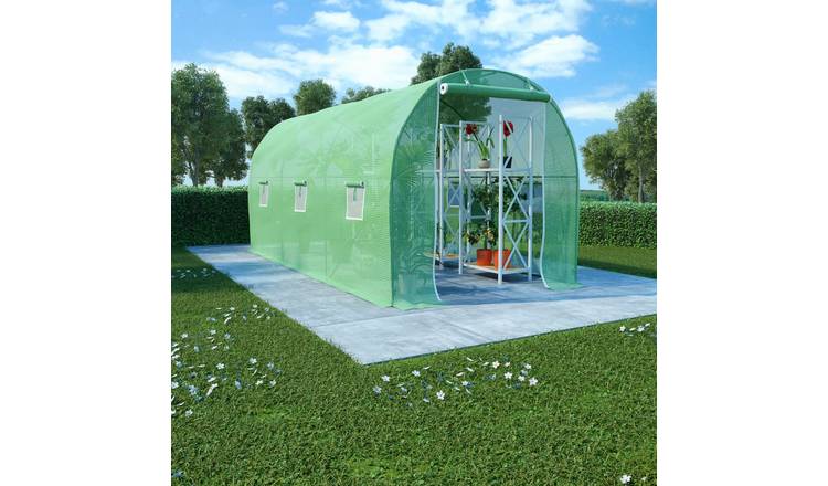 Walplus Galvanised Steel Greenhouse PE Mesh 9 M² - Green - 450 x 200 x 200 cm