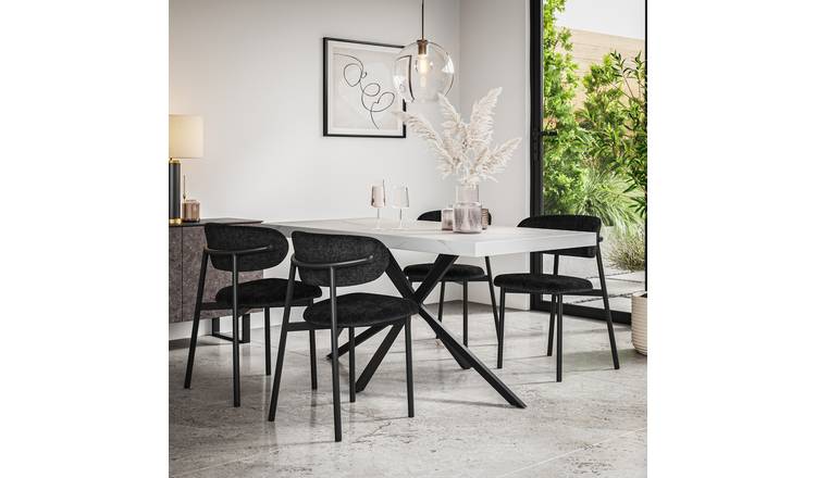 Furniture Online Donni Marble Effect Dining Table & 4 Myla Black Chairs