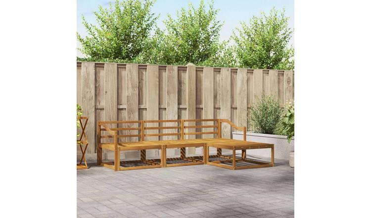 Walplus 4 Piece Solid Acacia Sofa Set - Natural - 245.5 x 162.5 x 73 cm
