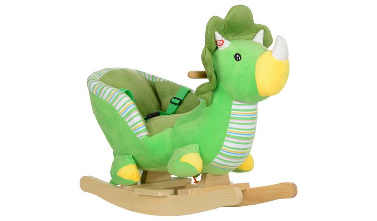 AIYAPLAY Dinosaur Sounds Safety Belt Wooden Toddler Rocking Animal - Green