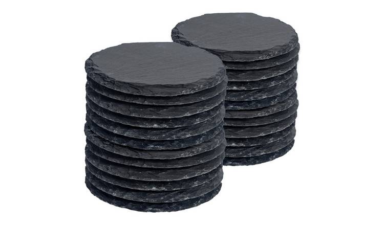 Argon Tableware Round Slate Coasters - Pack of 24
