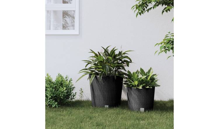 Walplus Poly Rattan Garden Planter - Anthracite - 40 x 37.5 cm