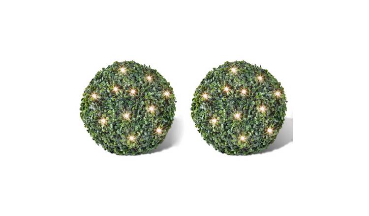 Walplus Artificial Leaf Topiary Ball Solar LED String - Mixed Green - 27 cm