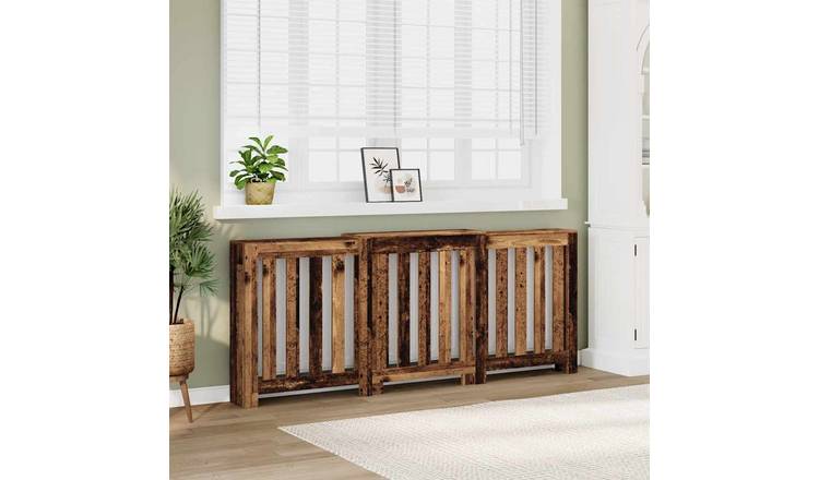 Walplus Vertical Slats Radiator Cover - Old Wood - 205 x 21.5 x 83.5 cm