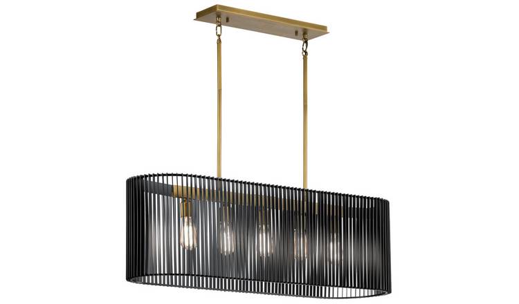 Elstead Kichler 5 Arm Pendant Light - Black & Natural Brass