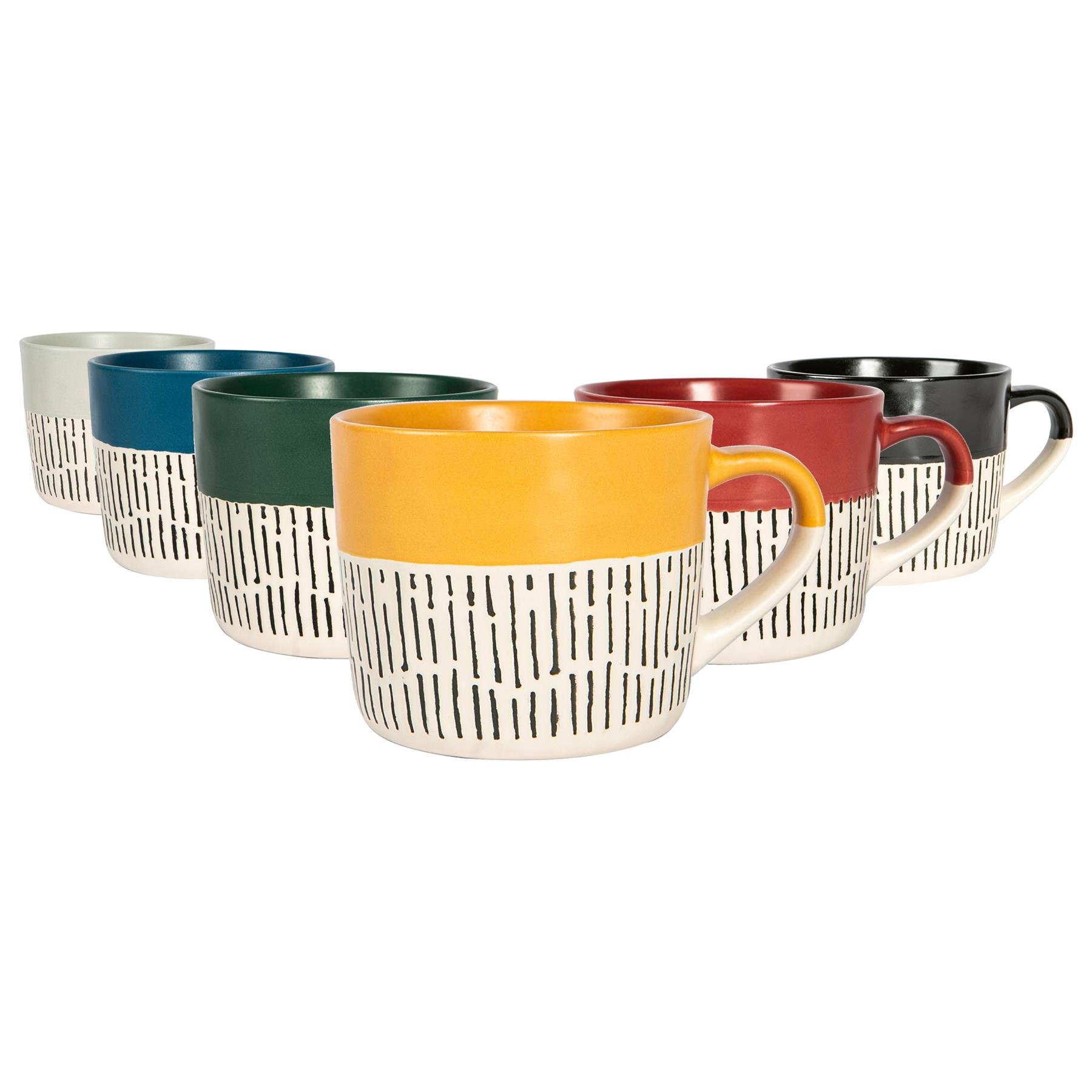 Nicola Spring Ceramic Dipped Dash Coffee Mugs - 475ml - 6 Colours - Image 1