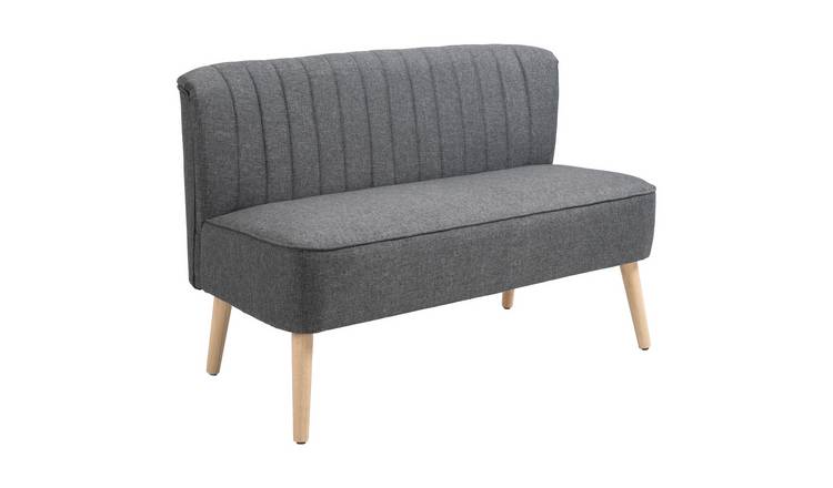 HOMCOM 2 Seater Linen-Look Fabric Armless Sofa – Dark Grey