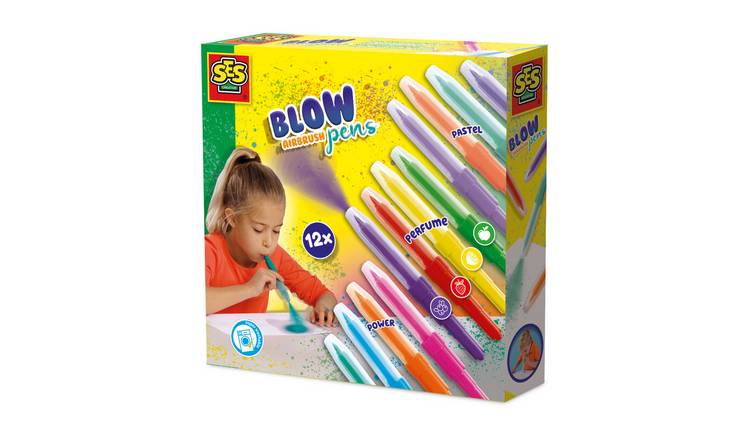 SES Creative Blow Airbrush Pens Power Pastel Perfume Kids Craft Set