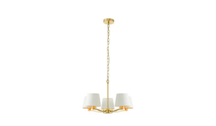 Loops Direct Steel and Fabric Ceiling Pendant Light - Satin Brass