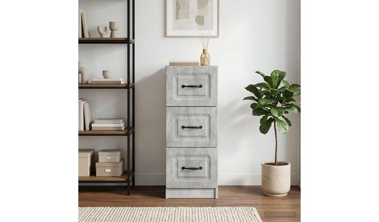 Walplus Engineered Wood Drawer Cabinet - Concrete Grey - 33 x 34.5 x 87 cm