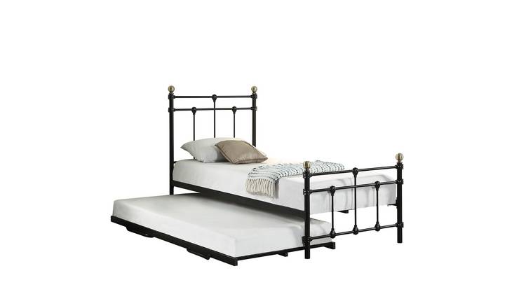 Slumberworks Bayford Traditional Single Bed Frame with Trundle Bed – Black