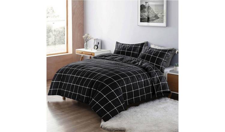 HomeSpace Direct Mateo Black Duvet Cover Set - Double