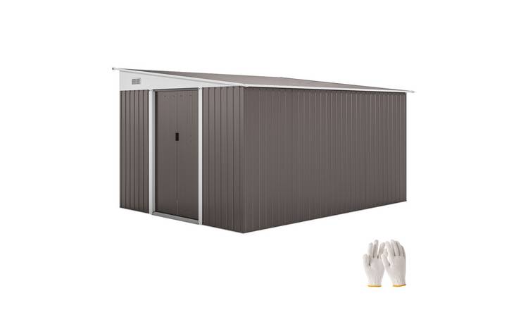 Outsunny Metal Waterproof Garden Shed with Double Sliding Doors - Grey