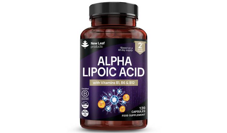 New Leaf Alpha Lipoic Acid with Vitamins B1 B6 and B12 600mg - 120 Capsules
