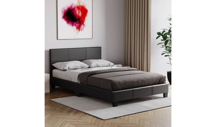 Vida Designs Lisbon Faux Leather UKFR 4ft Small Double Bed Frame - Black